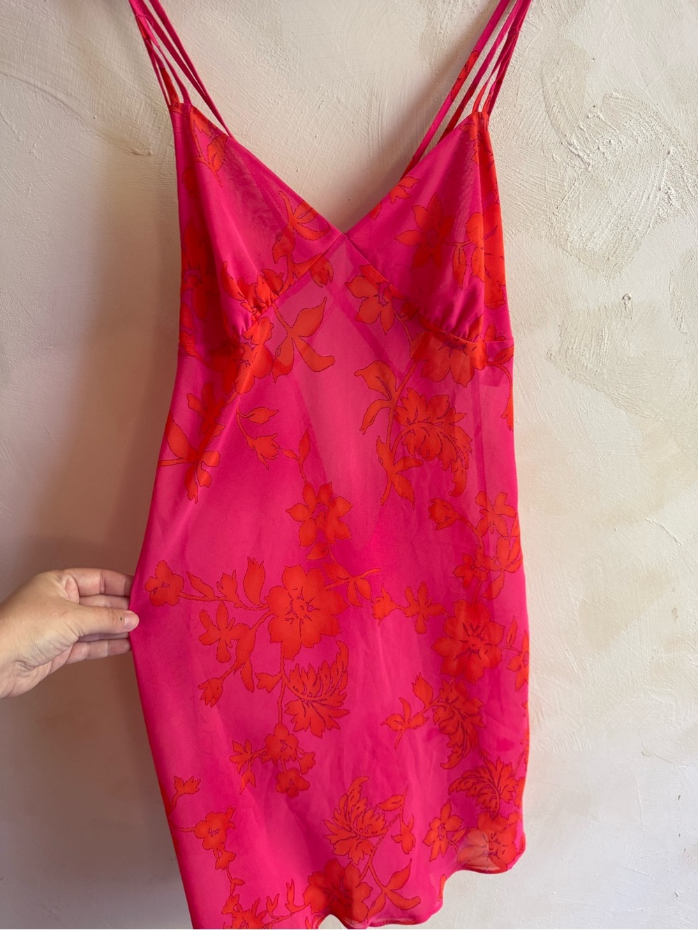 Vintage 90s | La Vie en Rose | Pink Floral Slip Dress | Large